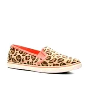 Sperry Cheetah Tan/Brown/Coral Slip-on Tennis Shoes